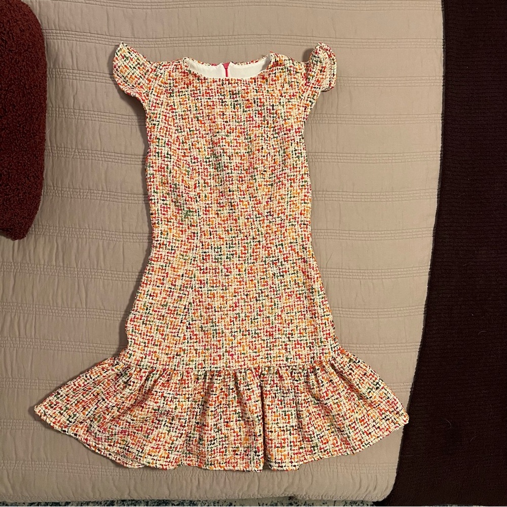 Never A Wallflower Multicolor Tweed Dress with Ruffle Hem - Picture 1 of 7